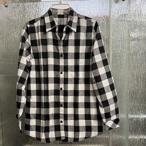 Black and White Checkered Flannel Shirt